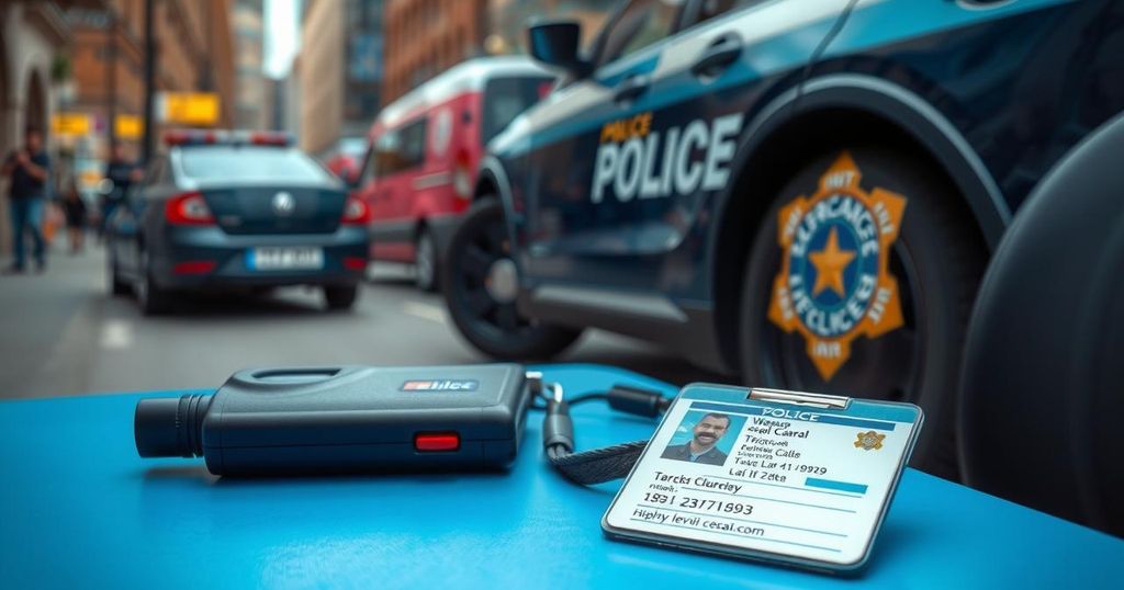 Police arrest suspects posing as officials in Niger, showcasing law enforcement in action with focus on a vehicle and ID card.