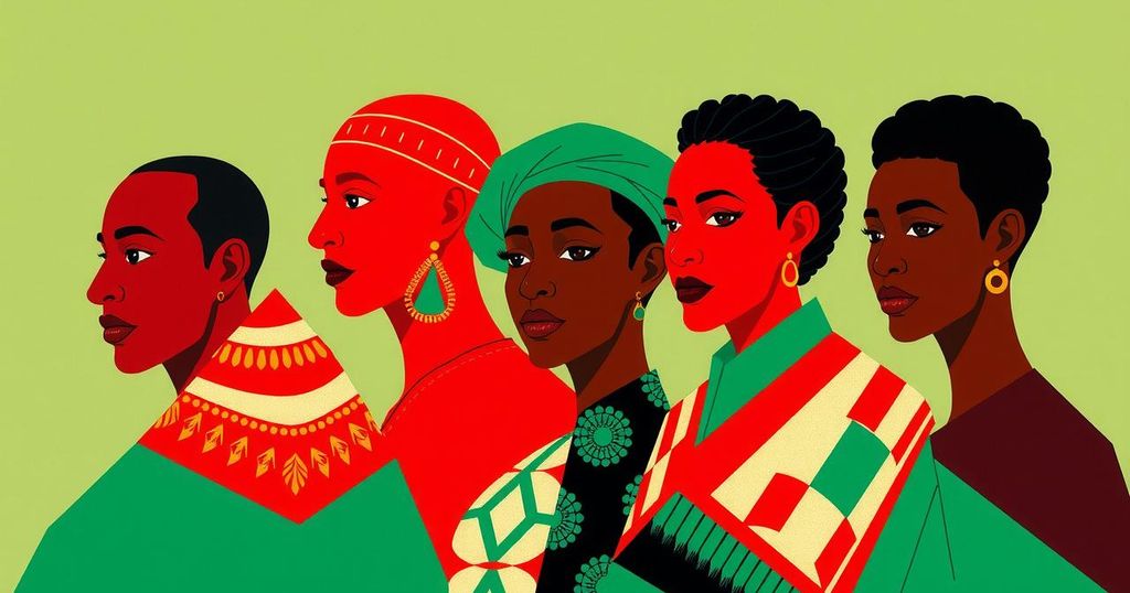 Vibrant abstract illustration depicting themes of justice and community resilience in South Africa.