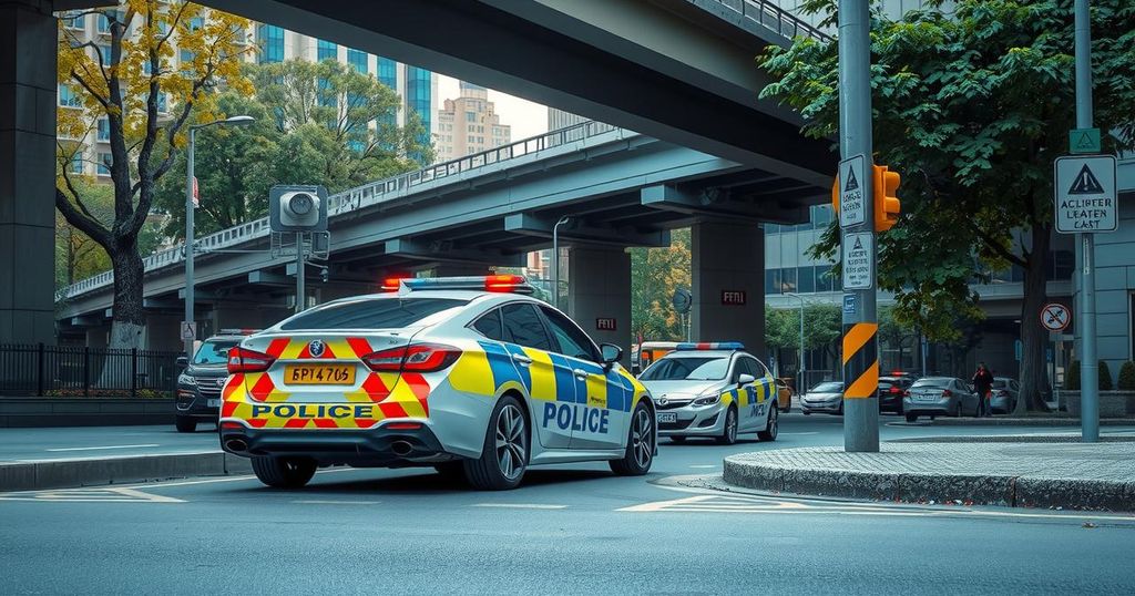 A police stop-and-search operation recovering a stolen car in a city area.