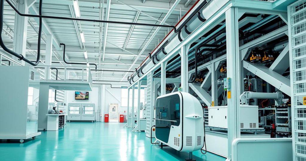 Modern battery plant in Indonesia showcasing advanced technology and production lines for electric vehicle batteries.