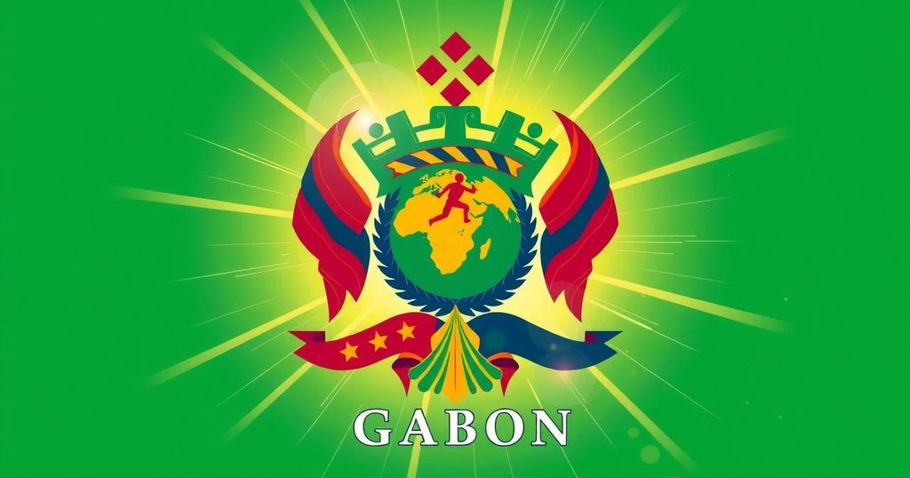 A vibrant symbol of unity and transformation representing a new political party in Gabon, featuring colors of hope.