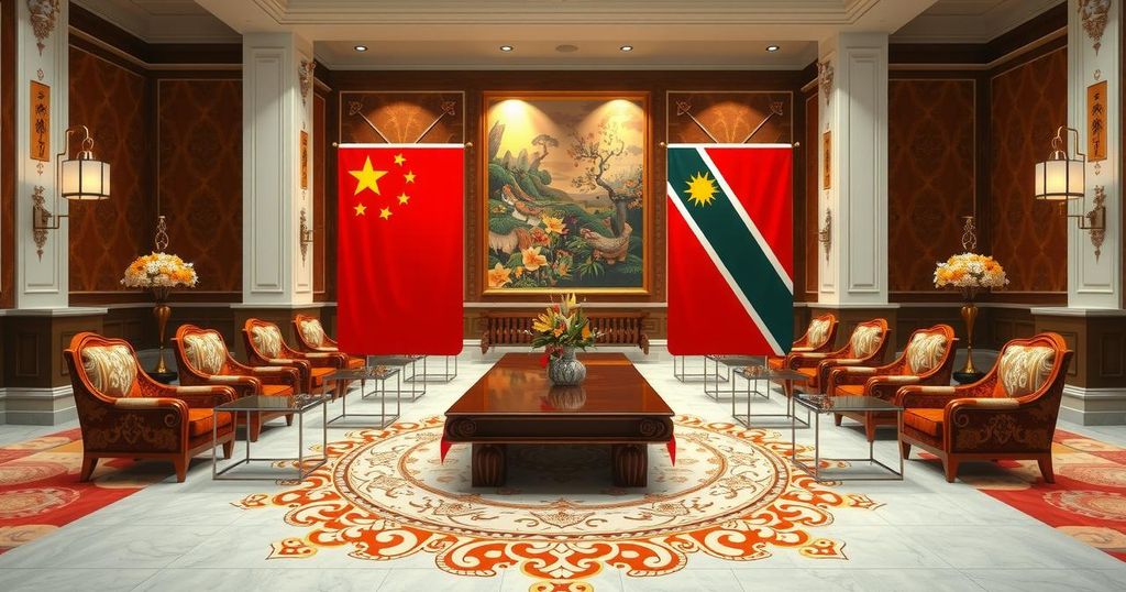 Meeting between Chinese and Botswana officials discussing education cooperation and cultural exchange.